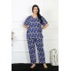 Moda Çizgi Kadın 5XL-6XL-7XL-8XL Büyük Beden Kısa Kol Pijama Takım 75010