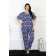 Moda Çizgi Kadın 5XL-6XL-7XL-8XL Büyük Beden Kısa Kol Pijama Takım 75010