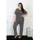 Moda Çizgi Kadın 5XL-6XL-7XL-8XL Büyük Beden Kısa Kol Pijama Takım 75011