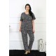 Moda Çizgi Kadın 5XL-6XL-7XL-8XL Büyük Beden Kısa Kol Pijama Takım 75011