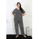 Moda Çizgi Kadın 5XL-6XL-7XL-8XL Büyük Beden Kısa Kol Pijama Takım 75011