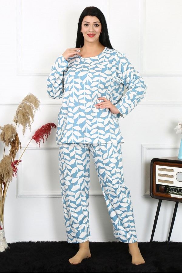 Moda Çizgi Kadın 5XL-6XL-7XL-8XL Büyük Beden Uzun Kol Pijama Takım 202216