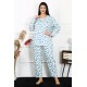 Moda Çizgi Kadın 5XL-6XL-7XL-8XL Büyük Beden Uzun Kol Pijama Takım 202216