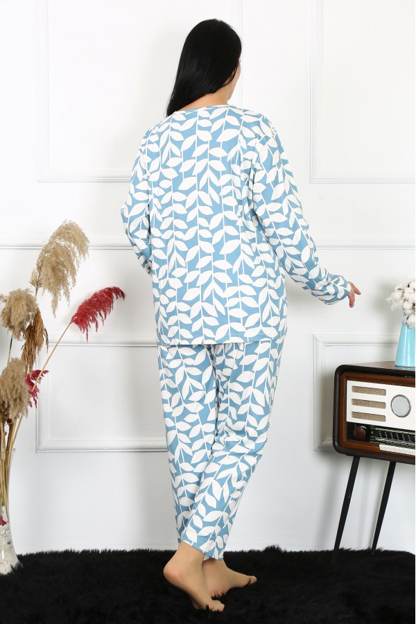 Moda Çizgi Kadın 5XL-6XL-7XL-8XL Büyük Beden Uzun Kol Pijama Takım 202216