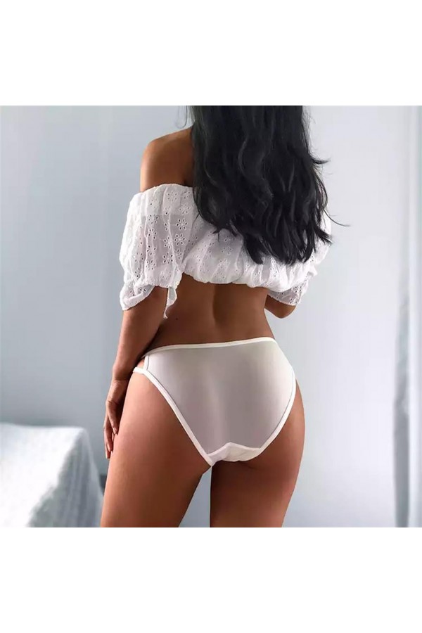 Moda Çizgi Kadın Beyaz Fantezi Slip Külot 126
