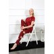 Moda Çizgi Kadın Bordo Kısa Kol Pijama Takım 20388