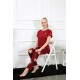 Moda Çizgi Kadın Bordo Kısa Kol Pijama Takım 20388