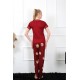 Moda Çizgi Kadın Bordo Kısa Kol Pijama Takım 20388