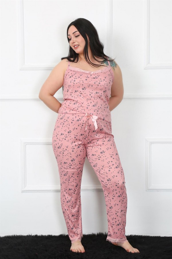 Moda Çizgi Kadın Büyük Beden 3'lü Sabahlık Takım 7722
