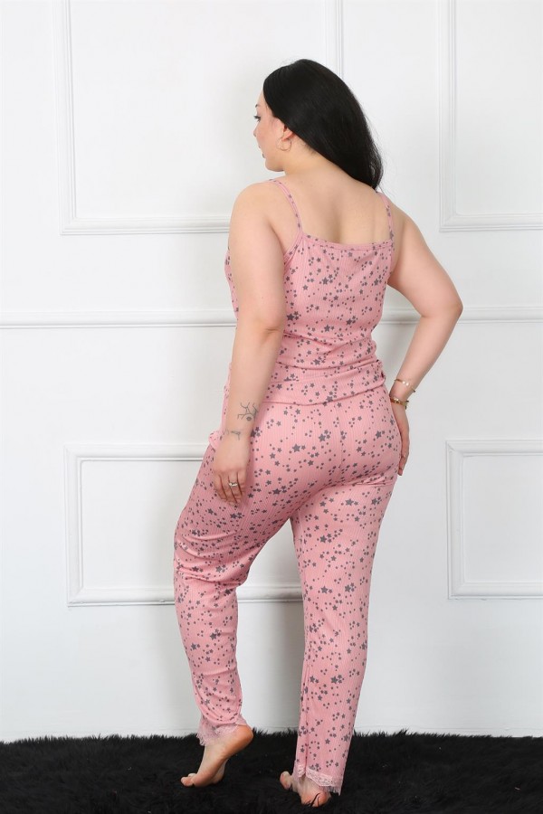 Moda Çizgi Kadın Büyük Beden 3'lü Sabahlık Takım 7722