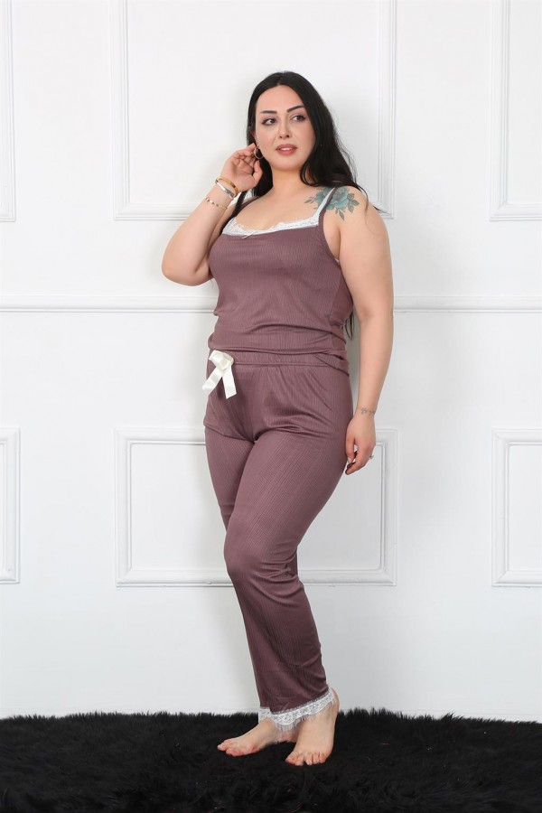 Moda Çizgi Kadın Büyük Beden 3'lü Sabahlık Takım 7723
