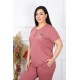 Moda Çizgi Kadın Büyük Beden Kısa Kol Pijama Takım 202186