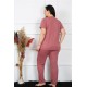 Moda Çizgi Kadın Büyük Beden Kısa Kol Pijama Takım 202186