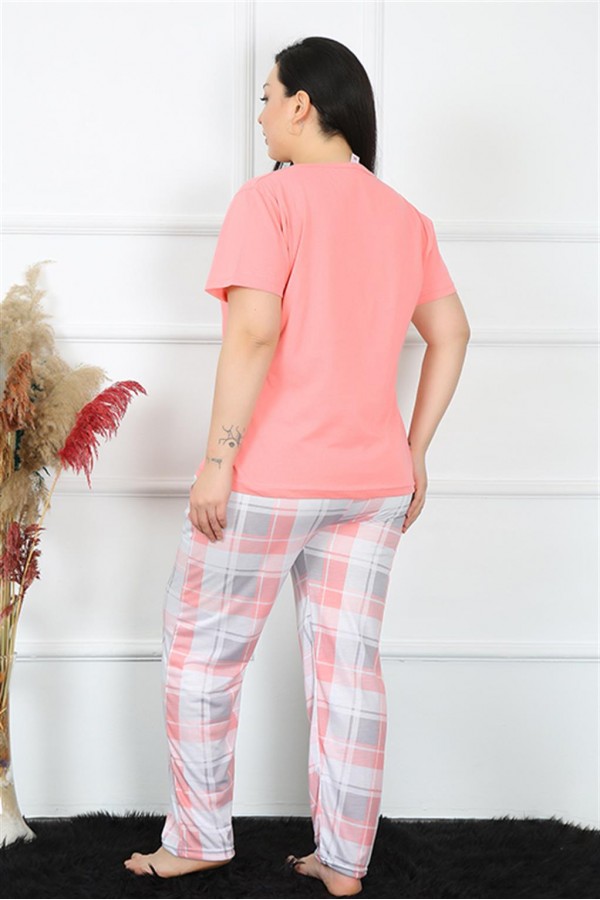 Moda Çizgi Kadın Büyük Beden Kısa Kol Pijama Takım 202190