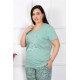 Moda Çizgi Kadın Büyük Beden Kısa Kol Pijama Takım 202191