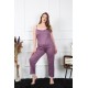Moda Çizgi Kadın Büyük Beden Mürdüm İp Askılı Pijama Takım 202195