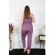 Moda Çizgi Kadın Büyük Beden Mürdüm İp Askılı Pijama Takım 202195