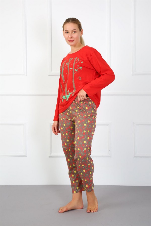 Moda Çizgi Kadın Büyük Beden Penye Pijama Takım 202181