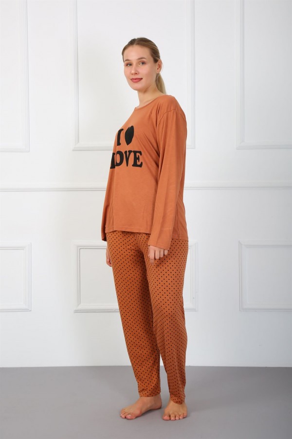 Moda Çizgi Kadın Büyük Beden Penye Pijama Takım 202182