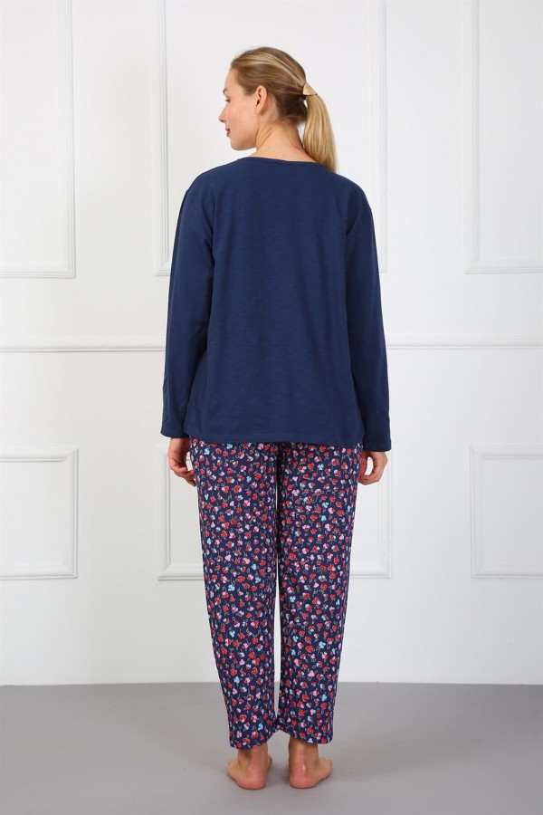 Moda Çizgi Kadın Büyük Beden Penye Pijama Takım 202184