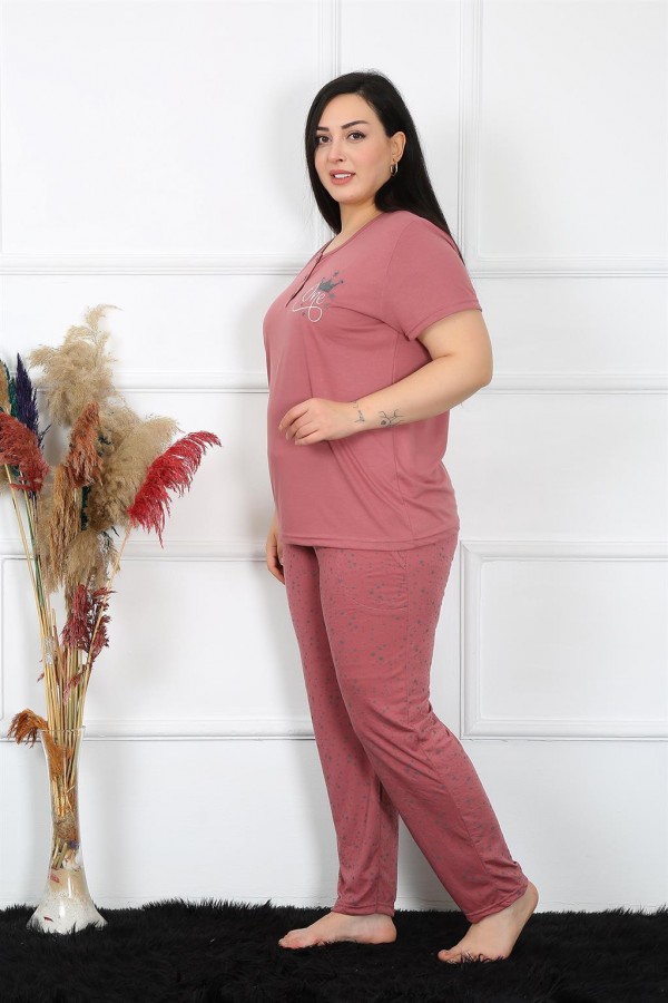 Moda Çizgi Kadın Büyük Beden Pijama Takım 202186