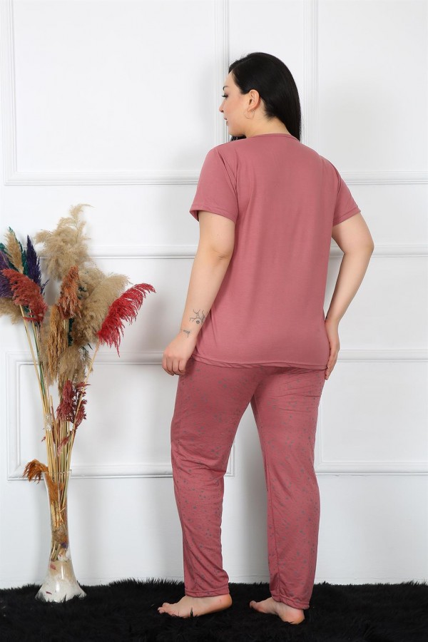 Moda Çizgi Kadın Büyük Beden Pijama Takım 202186