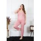 Moda Çizgi Kadın Büyük Beden Pudra İp Askılı Pijama Takım 202195
