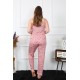 Moda Çizgi Kadın Büyük Beden Somon İp Askılı Pijama Takım 202198