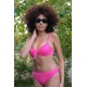 Moda Çizgi Kadın Destekli Fiyonklu Alt Üst Fuşya Bikini Takım 35008