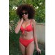 Moda Çizgi Kadın Destekli Fiyonklu Alt Üst Kırmızı Bikini Takım 35008