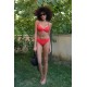 Moda Çizgi Kadın Destekli Fiyonklu Alt Üst Kırmızı Bikini Takım 35008