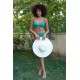 Moda Çizgi Kadın Destekli Fiyonklu Alt Üst Yeşil Bikini Takım 35008