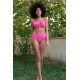 Moda Çizgi Kadın İçi Boş Fiyonklu Kaplı Fuşya Alt Üst Bikini Takım 35011