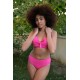 Moda Çizgi Kadın İçi Boş Fiyonklu Kaplı Fuşya Alt Üst Bikini Takım 35011