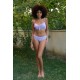 Moda Çizgi Kadın İçi Boş Fiyonklu Kaplı Lila Alt Üst Bikini Takım 35011