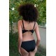 Moda Çizgi Kadın İçi Boş Fiyonklu Kaplı Siyah Alt Üst Bikini Takım 35011