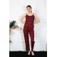 Moda Çizgi Kadın İp Askılı Kırmızı Ekoseli Pijama Takım 4135