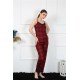 Moda Çizgi Kadın İp Askılı Kırmızı Ekoseli Pijama Takım 4135