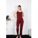 Moda Çizgi Kadın İp Askılı Kırmızı Ekoseli Pijama Takım 4135