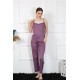 Moda Çizgi Kadın İp Askılı Mürdüm Pijama Takım 4136