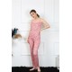 Moda Çizgi Kadın İp Askılı Pudra Pijama Takım 4137