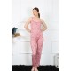 Moda Çizgi Kadın İp Askılı Pudra Pijama Takım 4137