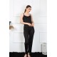 Moda Çizgi Kadın İp Askılı Siyah Pijama Takım 4136