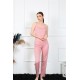 Moda Çizgi Kadın İp Askılı Somon Pijama Takım 4136