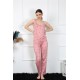 Moda Çizgi Kadın İp Askılı Somon Pijama Takım 4138