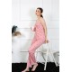 Moda Çizgi Kadın İp Askılı Somon Pijama Takım 4138