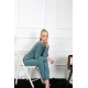 Moda Çizgi Kadın Kalın Uzun Kol Penye İndigo Pijama Takım 4131