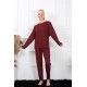 Moda Çizgi Kadın Kalın Uzun Kol Penye Pijama Takım 4134