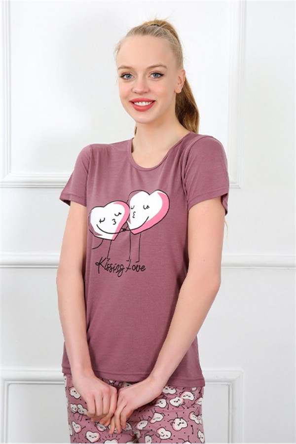 Moda Çizgi Kadın Kısa Kol Pijama Takım 20414