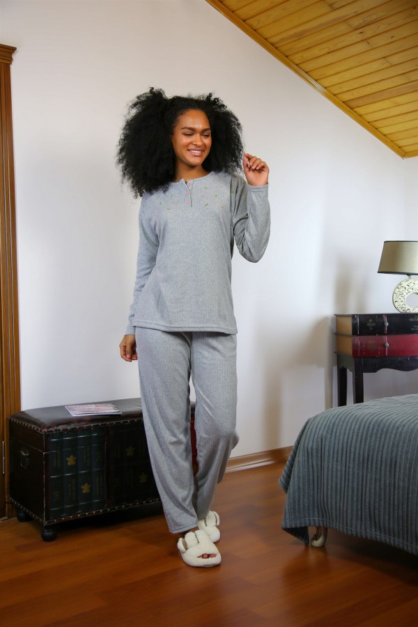 Moda Çizgi Kadın Kışlık Pijama 20267G